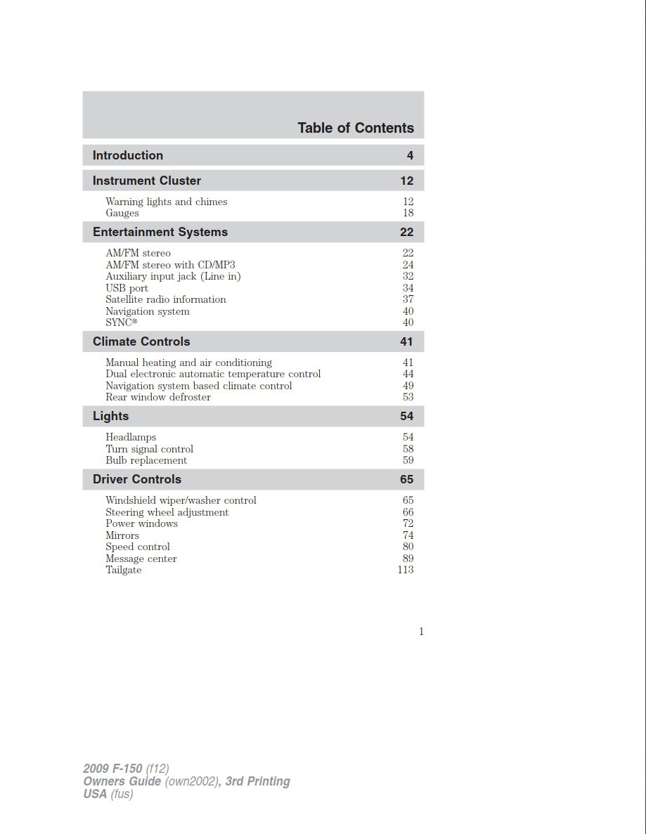 2009 ford f150 owner's manual