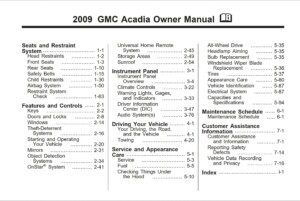 2009 gmc acadia owner's manual