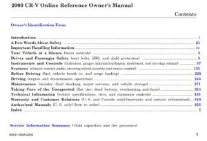 2009 honda cr v owner's manual