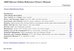 2009 honda odyssey owner's manual