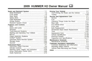 2009 hummer h2 owner's manual