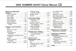 2009 hummer h3 owner's manual