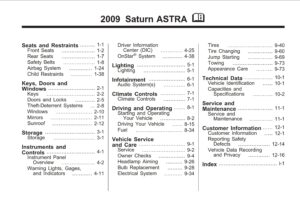 2009 saturn astra owner's manual