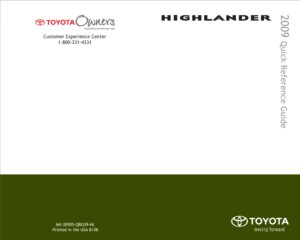 2009 toyota highlander owner's manual