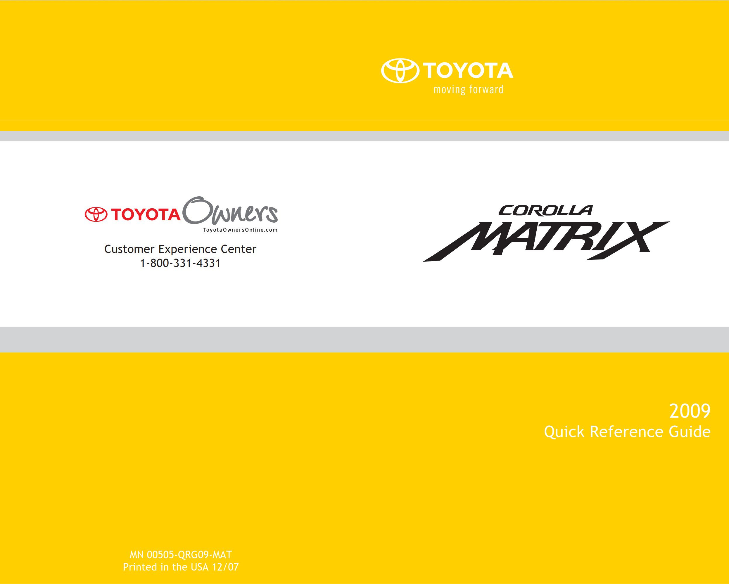 2009 toyota matrix owner's manual