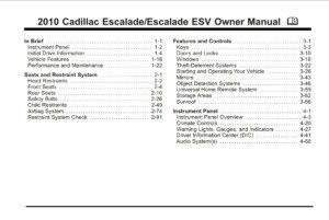 2010 cadillac escalade owner's manual