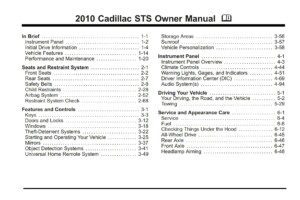 2010 cadillac sts owner manual