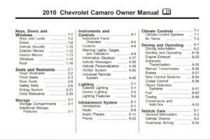 2010 chevrolet camaro owner manual