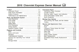 2010 chevrolet express owner manual