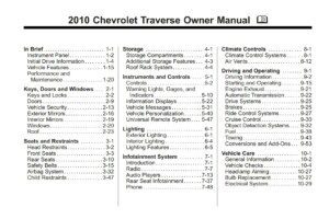 2010 chevrolet traverse owner's manual