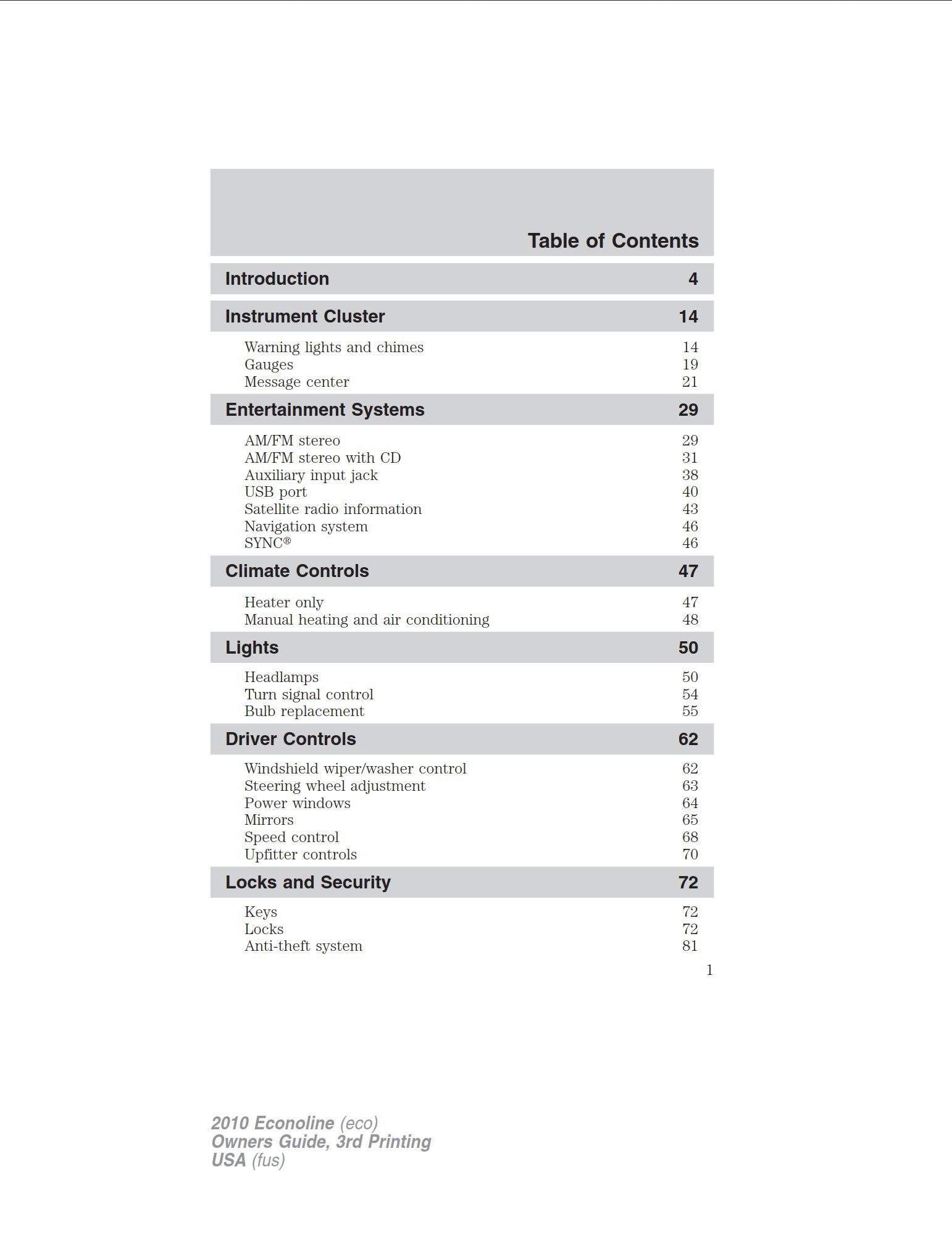 2010 ford e250 owner's manual