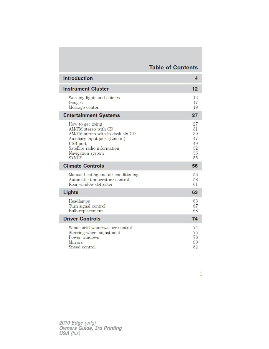 2010 ford edge owner's manual