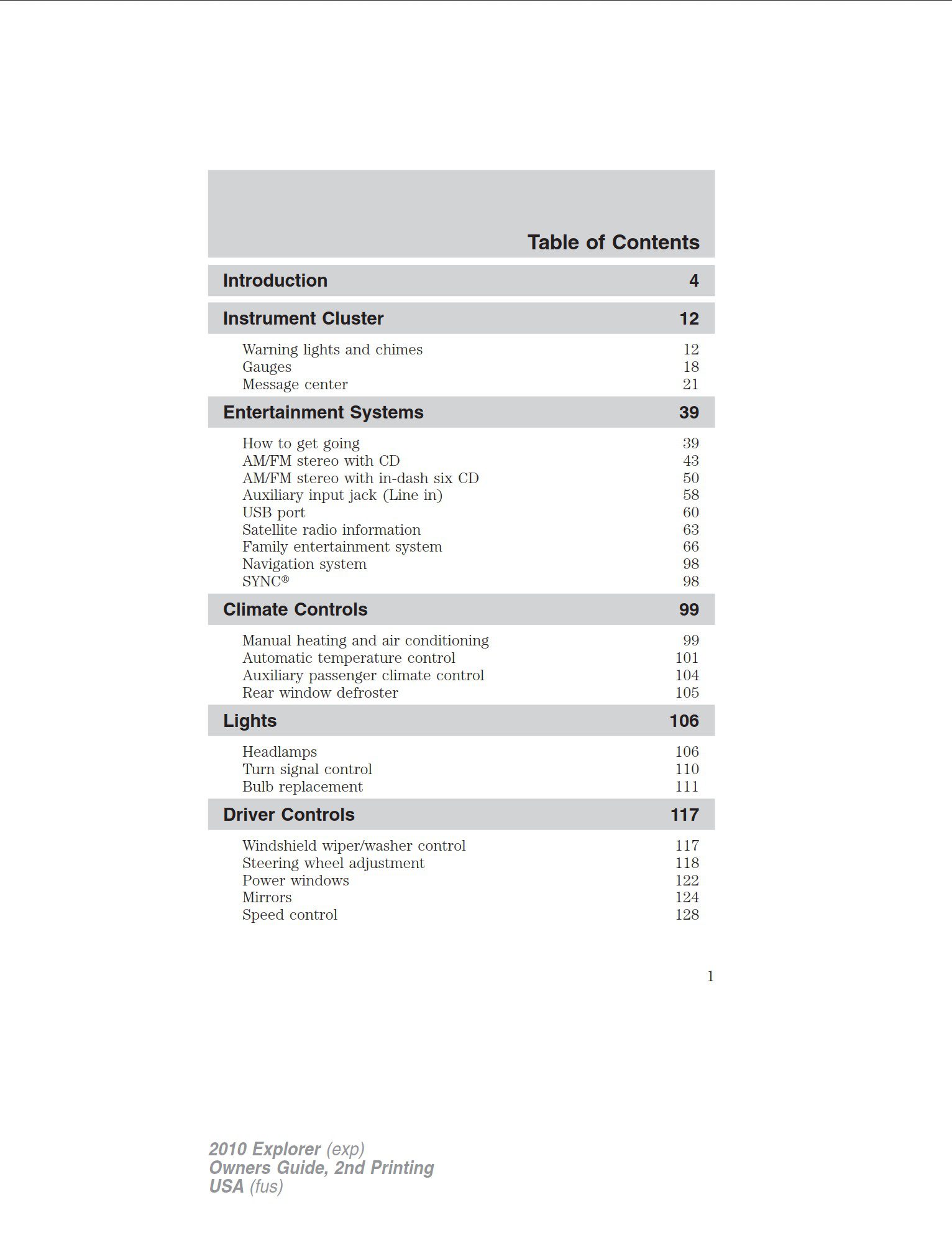 2010 ford explorer owner's manual