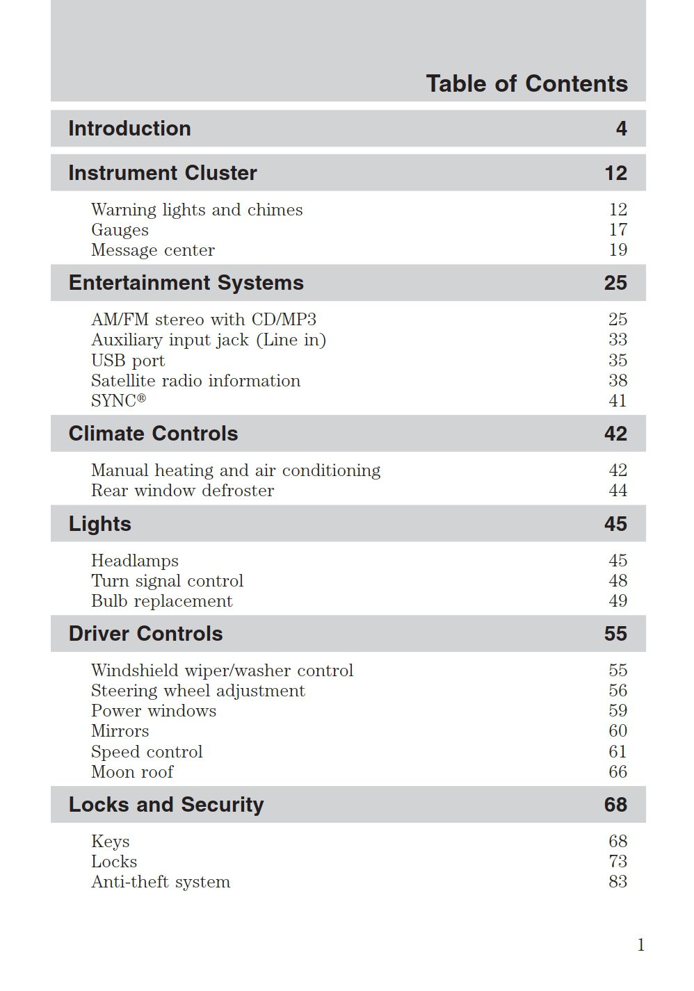 2010 ford focus owner's manual