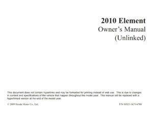 2010 honda element owner's manual