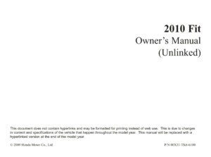 2010 honda fit owner's manual