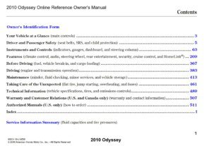 2010 honda odyssey owner's manual