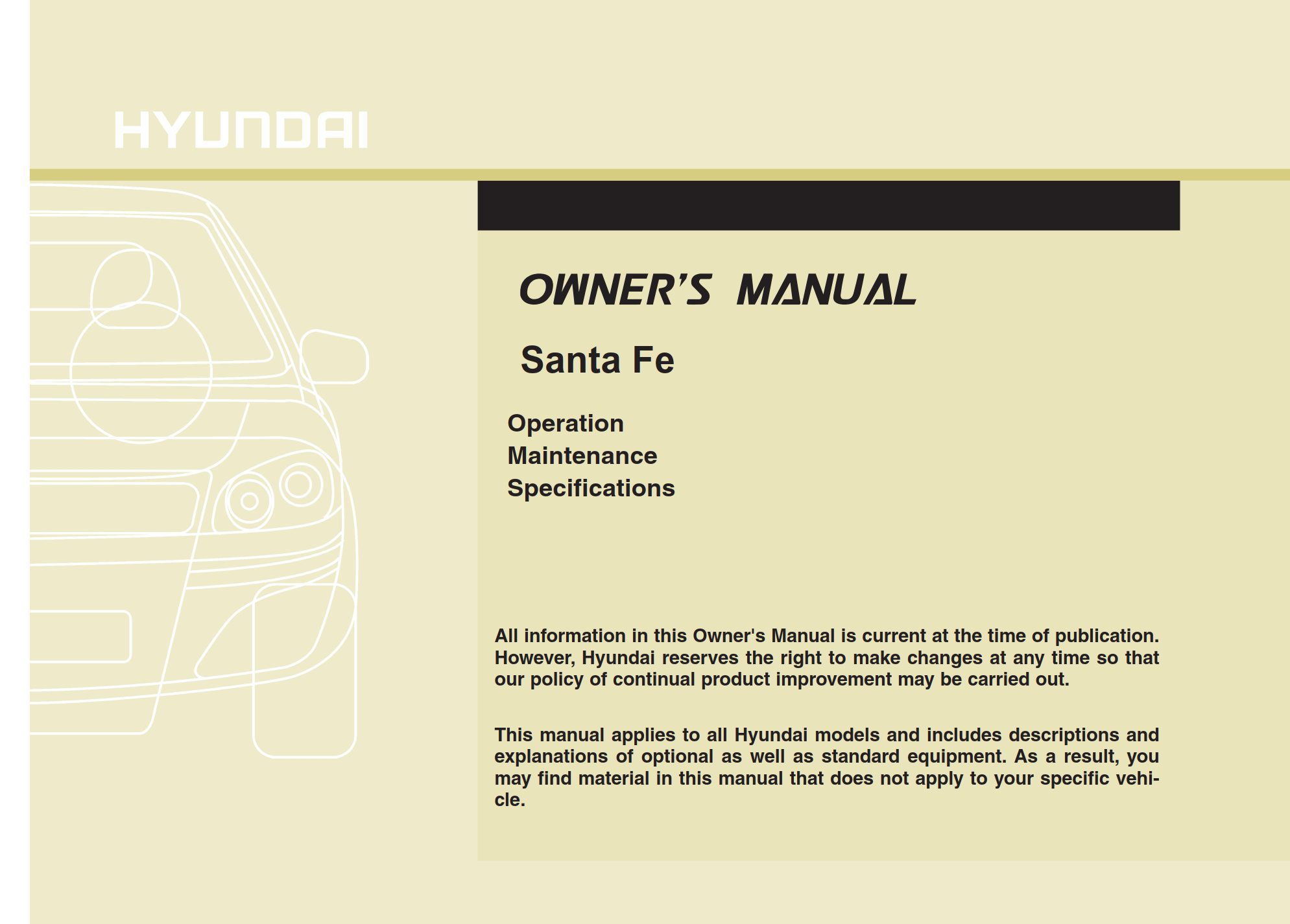 2010 hyundai santa fe owner's manual