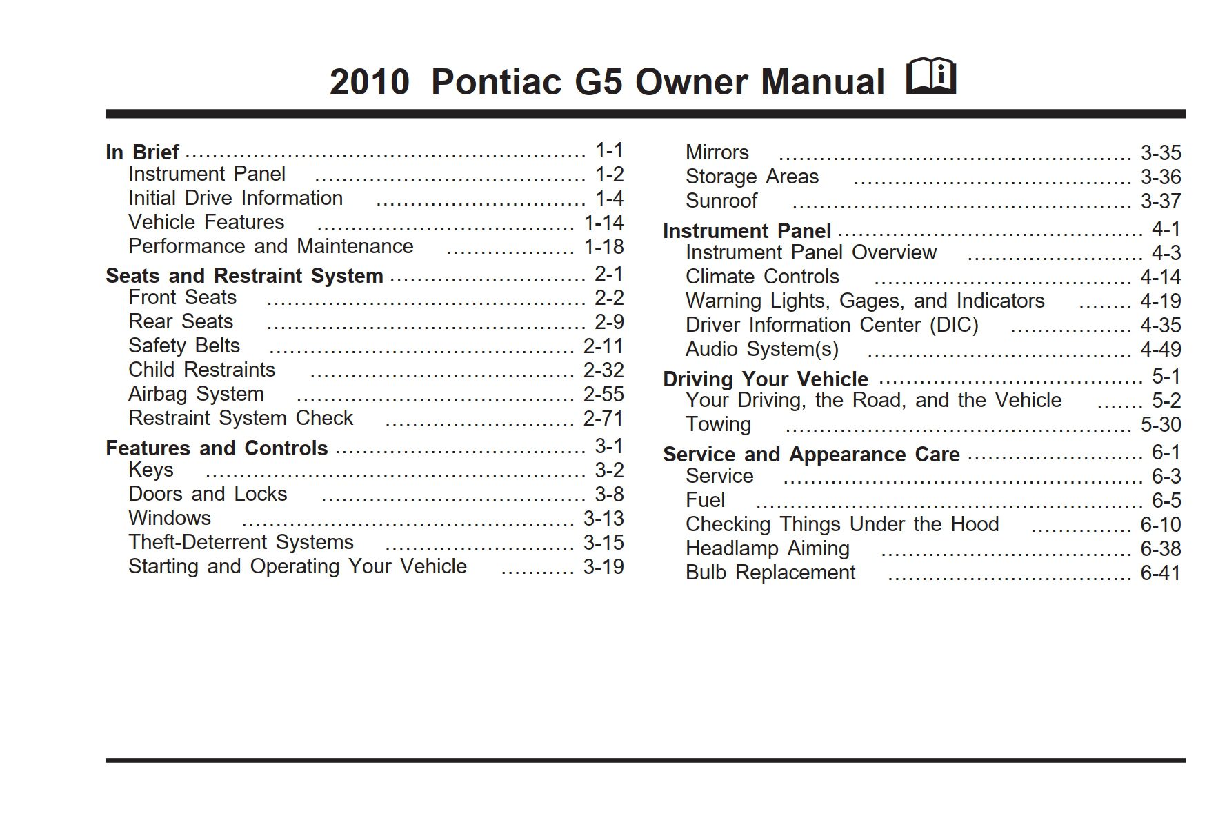 2010 pontiac g5 owner manual