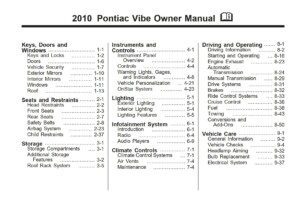 2010 pontiac vibe owner manual