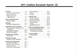 2011 cadillac escalade hybrid owner's manual