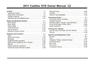 2011 cadillac sts owner's manual