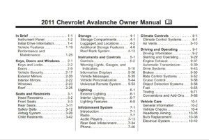 2011 chevrolet avalanche owner's manual