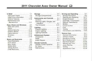 2011 chevrolet aveo owner's manual