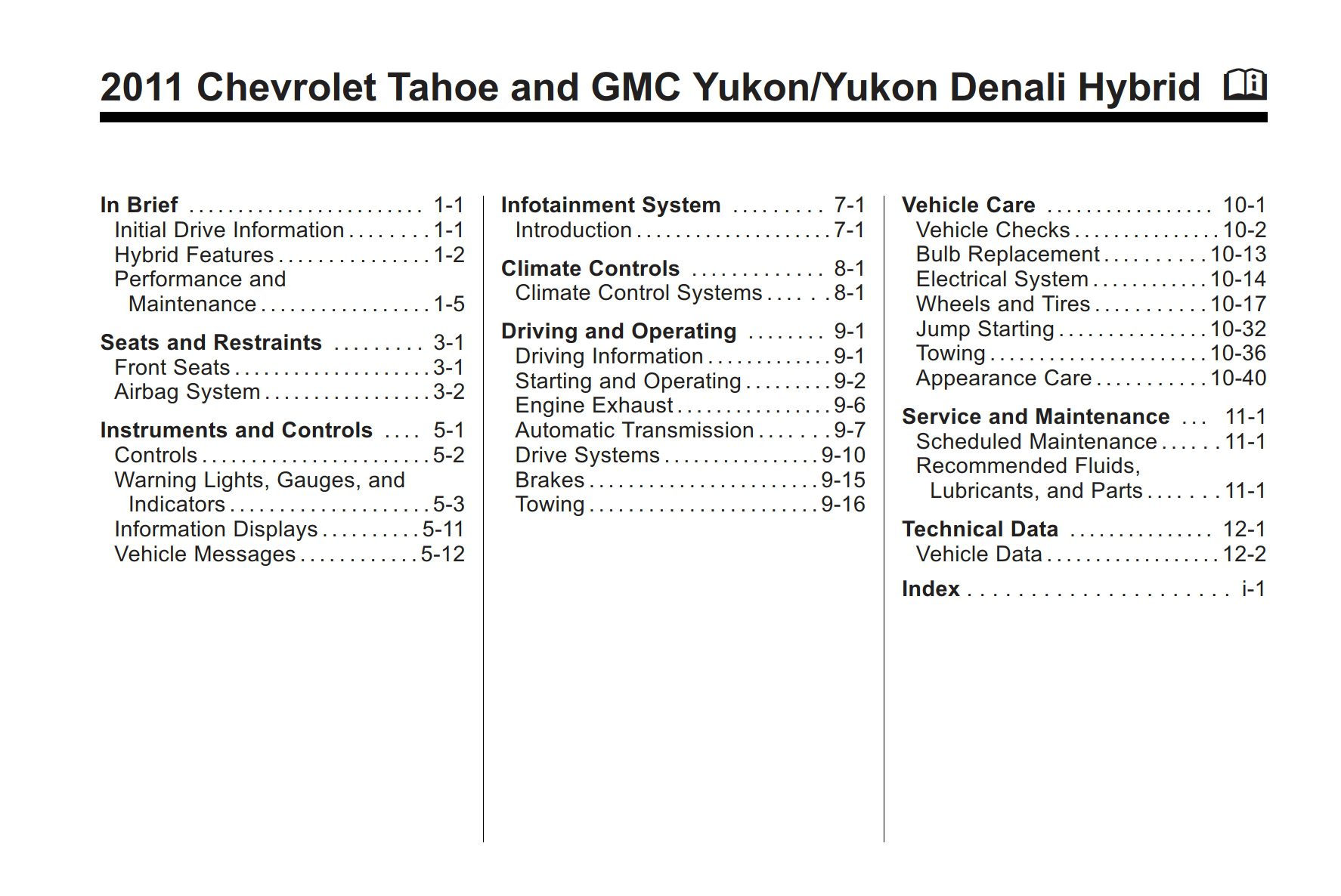 2011 chevrolet tahoe owner's manual