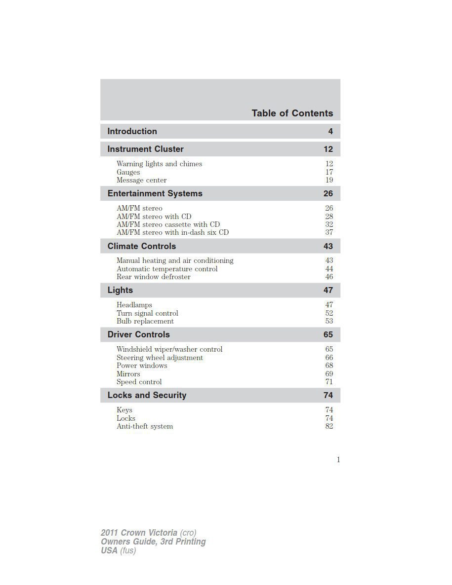 2011 ford crown victoria owner’s manual