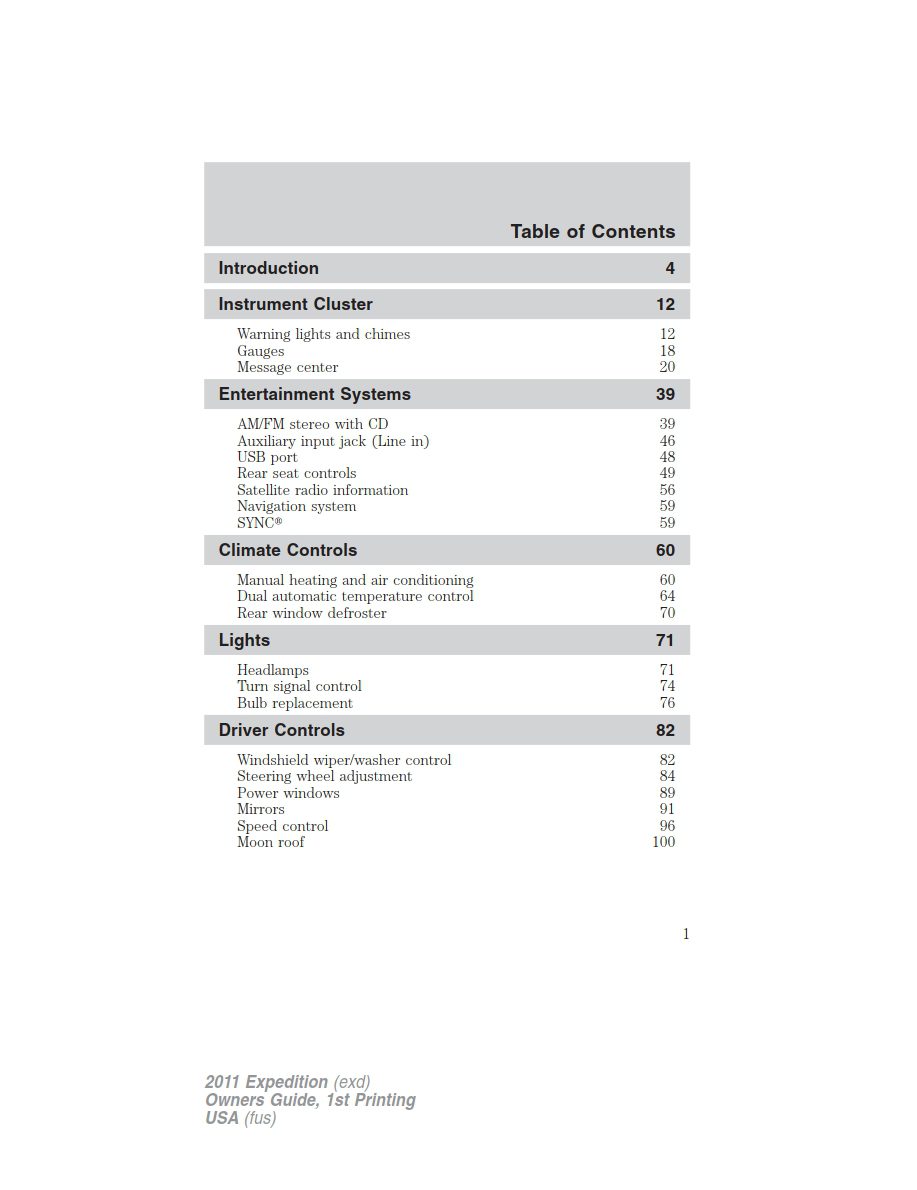 2011 ford expedition owner's manual