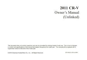 2011 honda cr v owner's manual