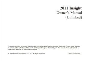 2011 honda insight owner's manual