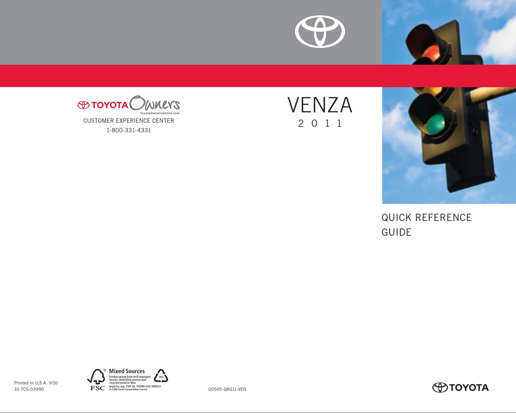 2011 toyota venza owner's manual