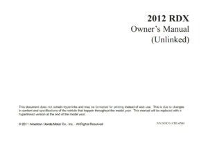 2012 acura rdx owner's manual