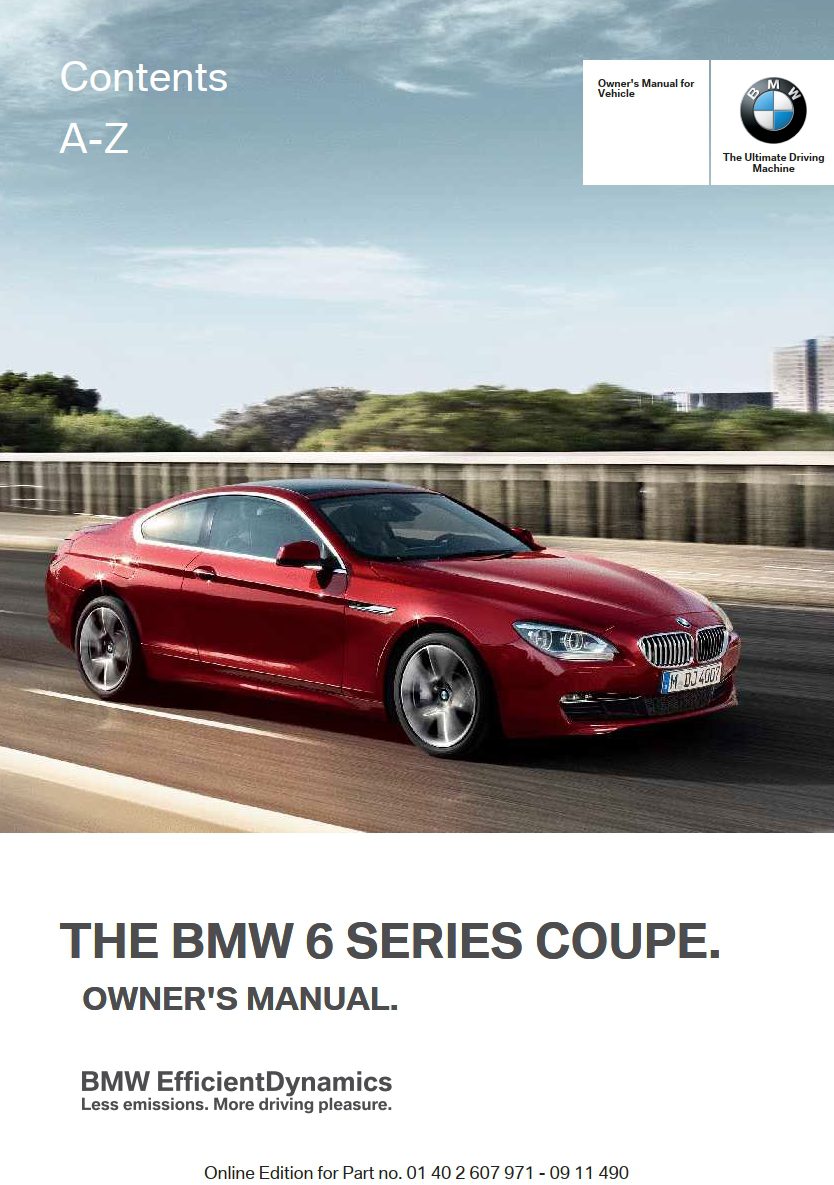 2012 bmw 6 series owner's manual