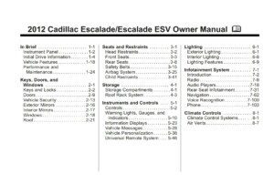 2012 cadillac escalade esv owner's manual