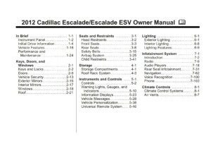 2012 cadillac escalade owner's manual