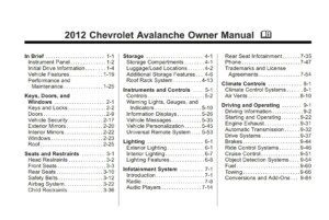 2012 chevrolet avalanche owner manual