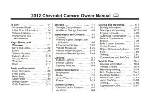 2012 chevrolet camaro owner's manual