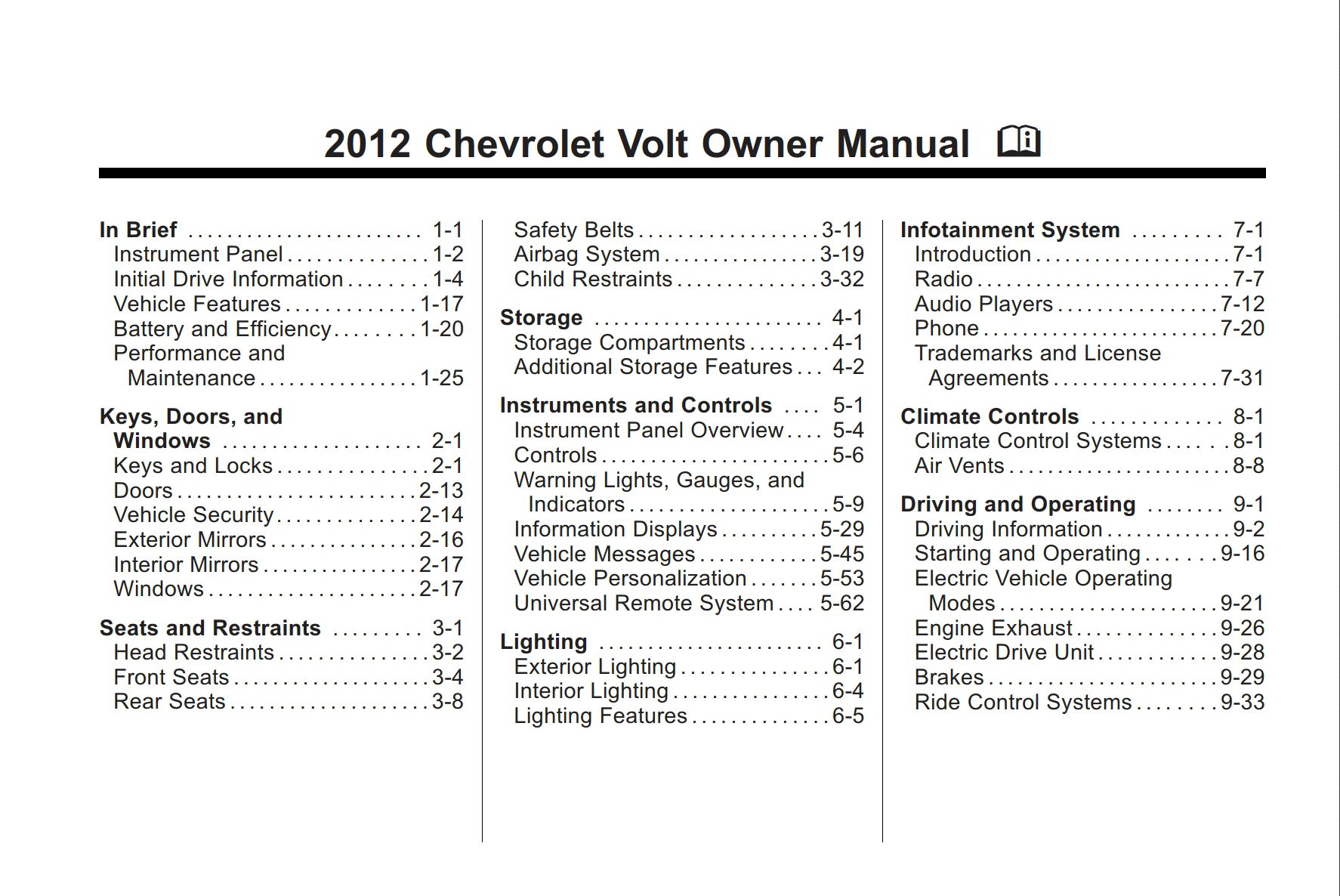 2012 chevrolet volt owner's manual