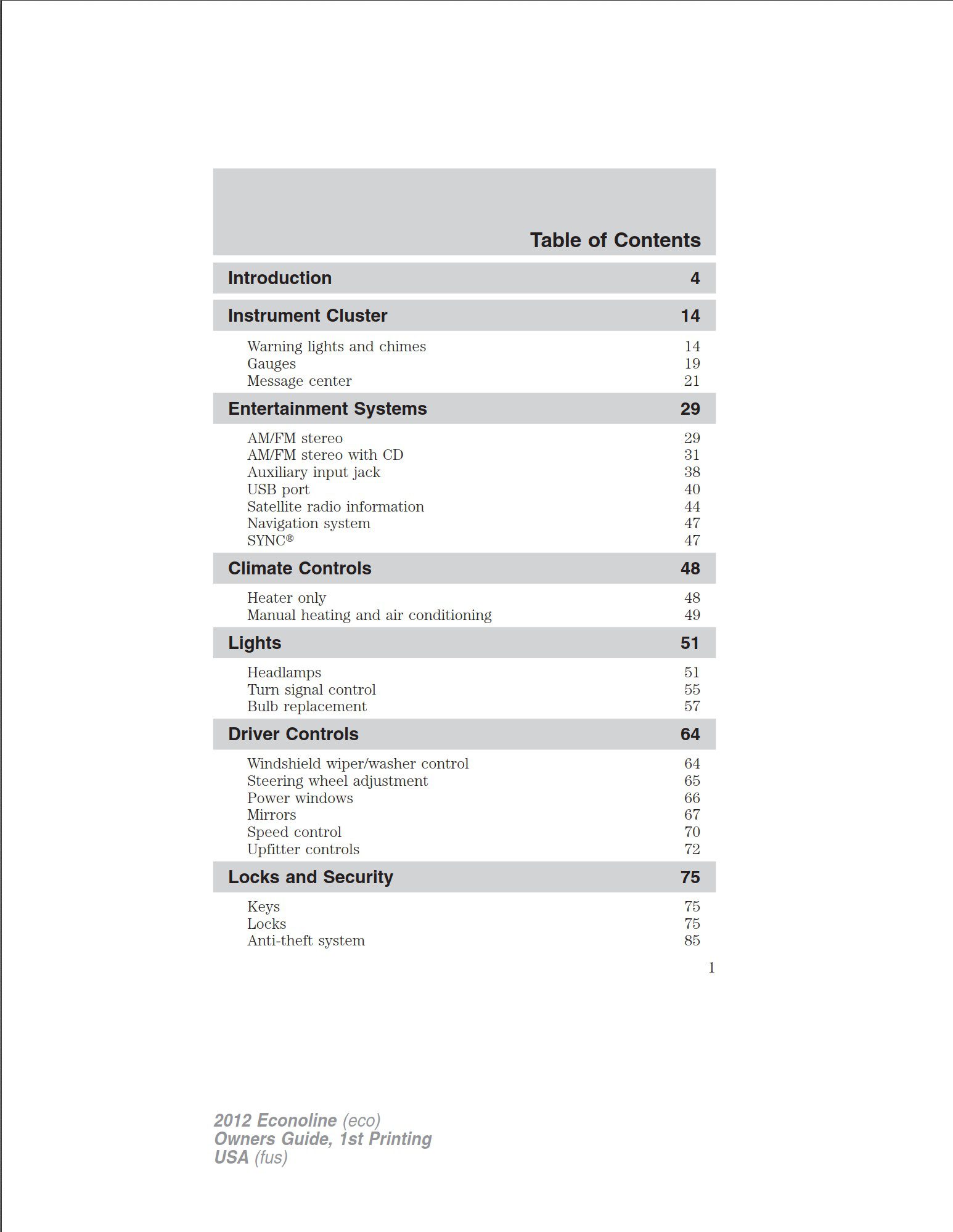 2012 ford e150 owner's manual