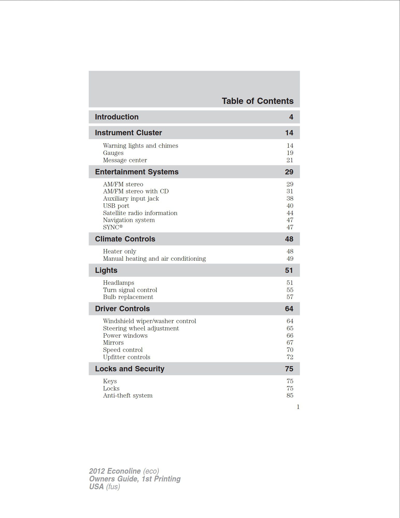 2012 ford e250 owner's manual