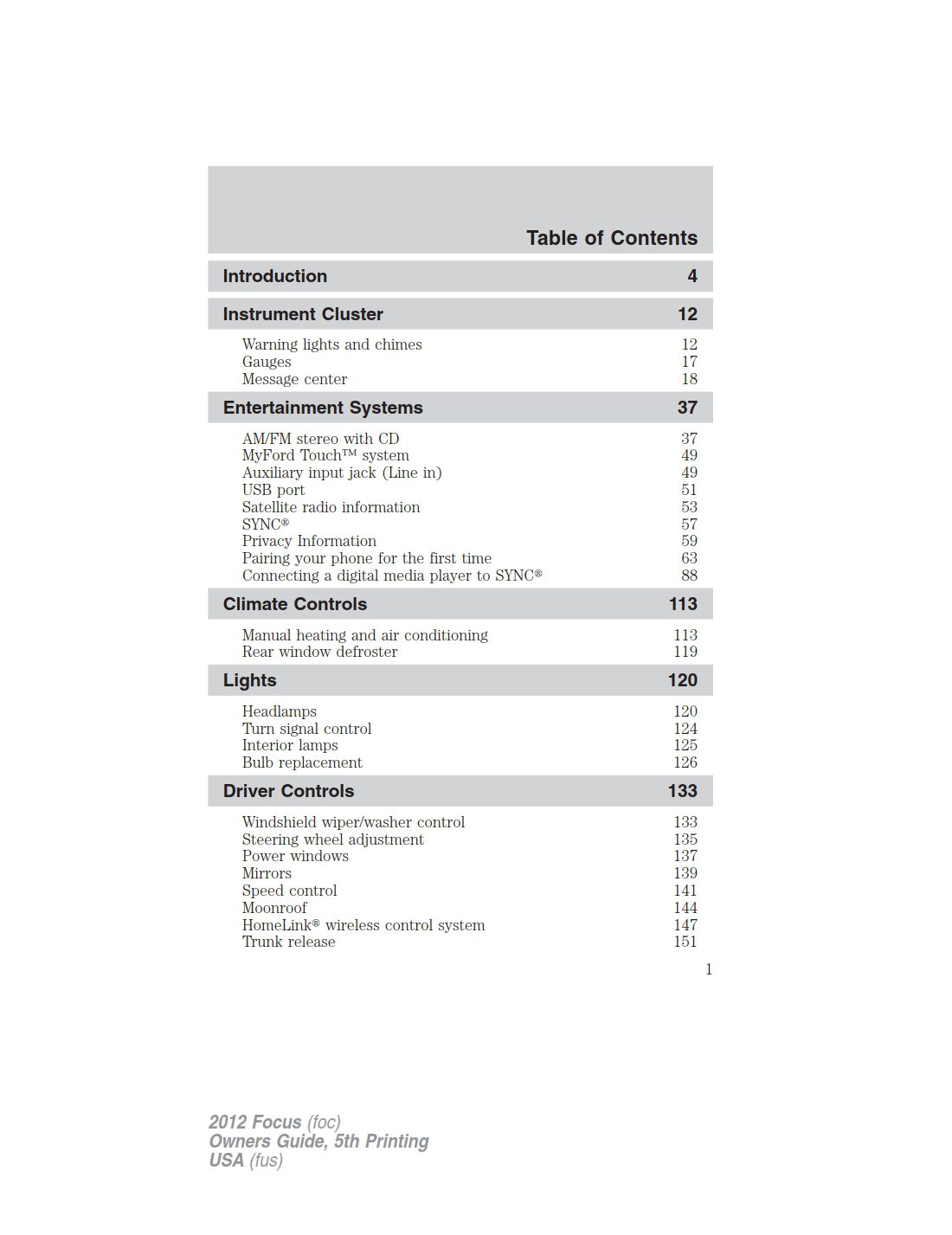 2012 ford focus owner's manual