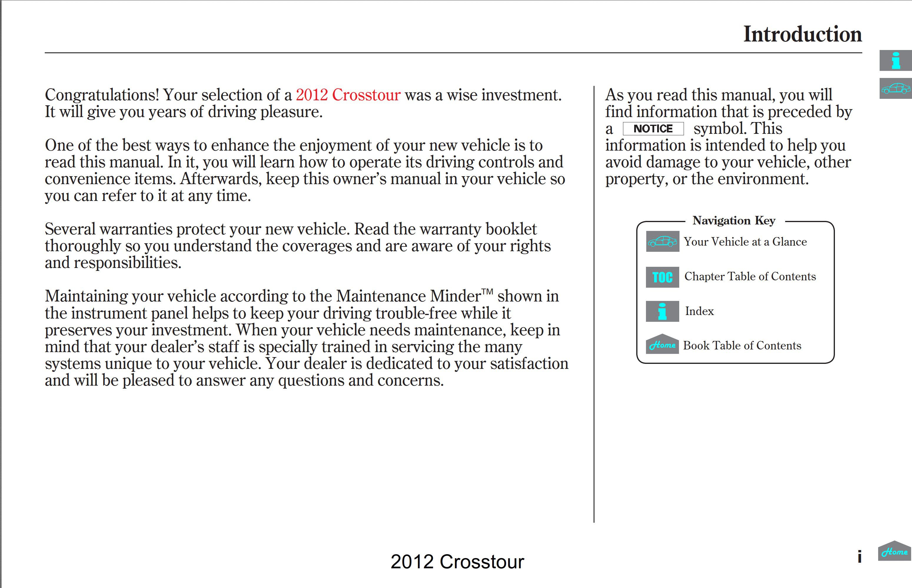 2012 honda crosstour owner's manual