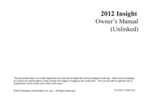 2012 honda insight owner's manual