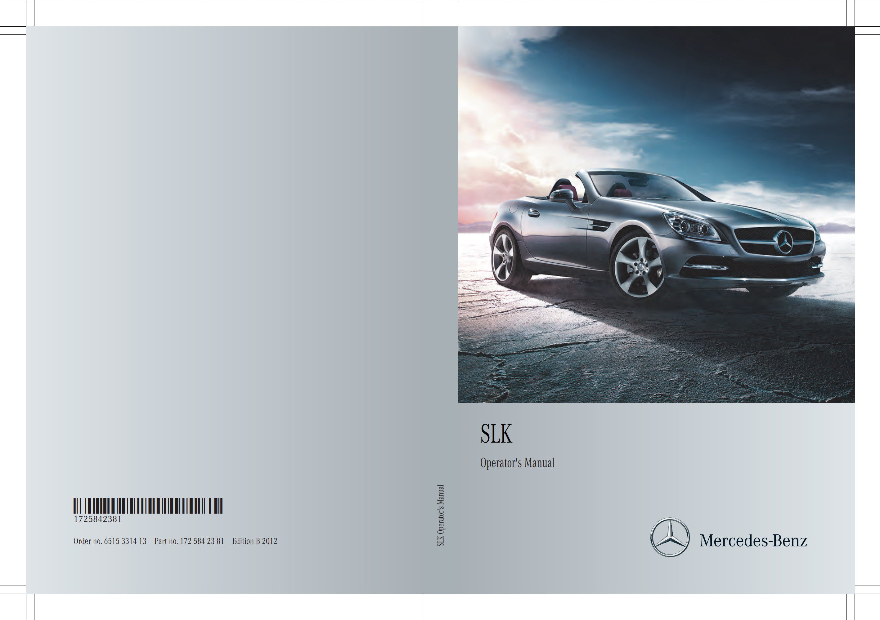 2012 mercedes benz slk class owner's manual