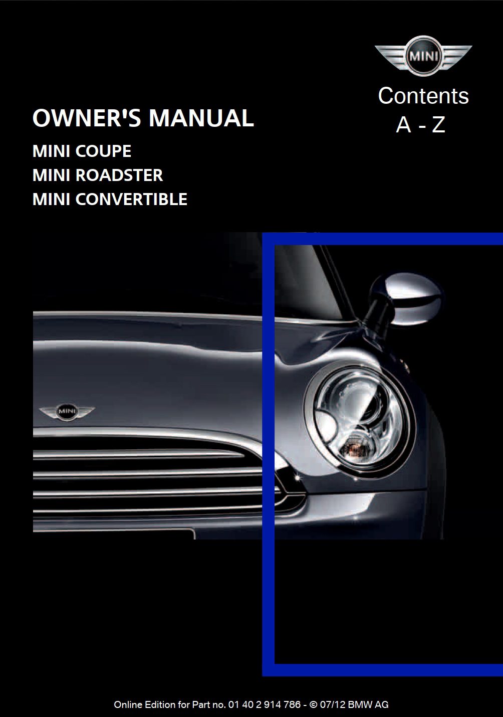 2012 mini cooper convertible owner's manual