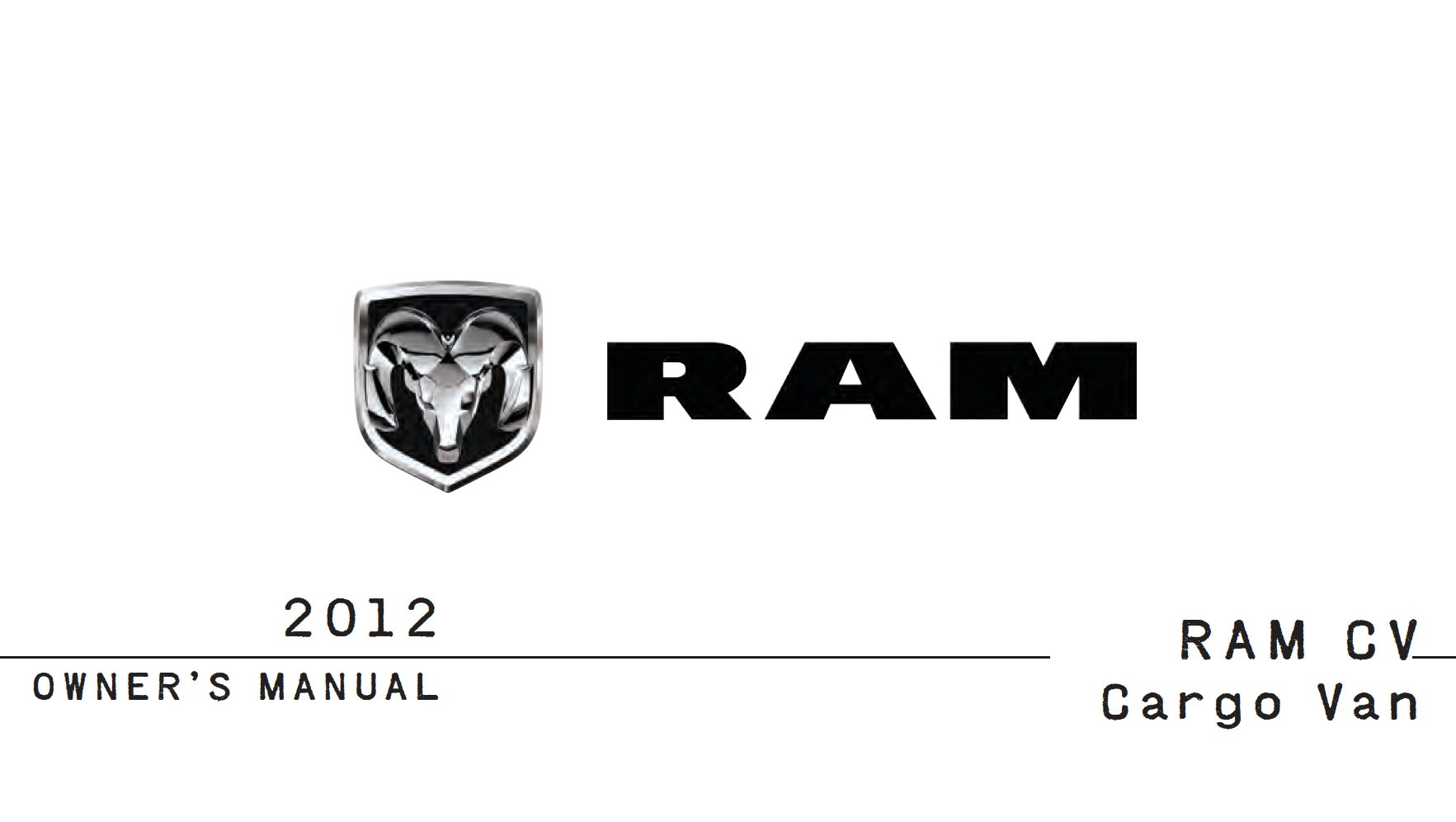 2012 ram cargo van owner manual