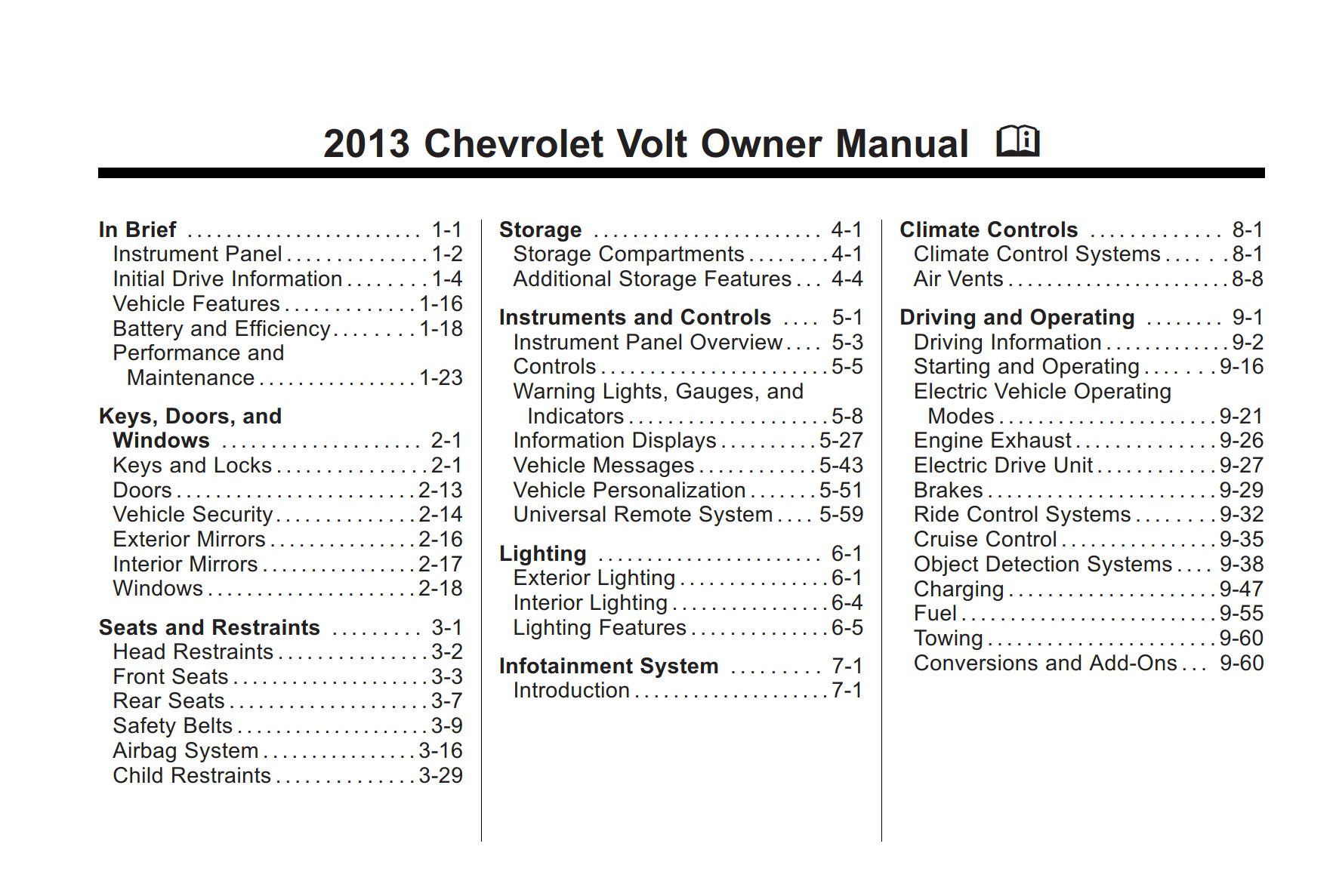 2013 chevrolet volt owner's manual